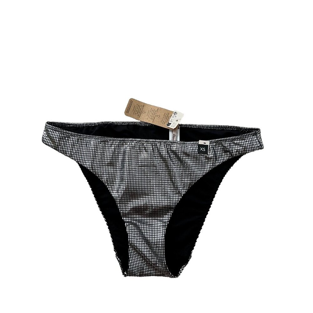 Etam Metallic Swim Bikini Bottom Silver / Black ( XS )
